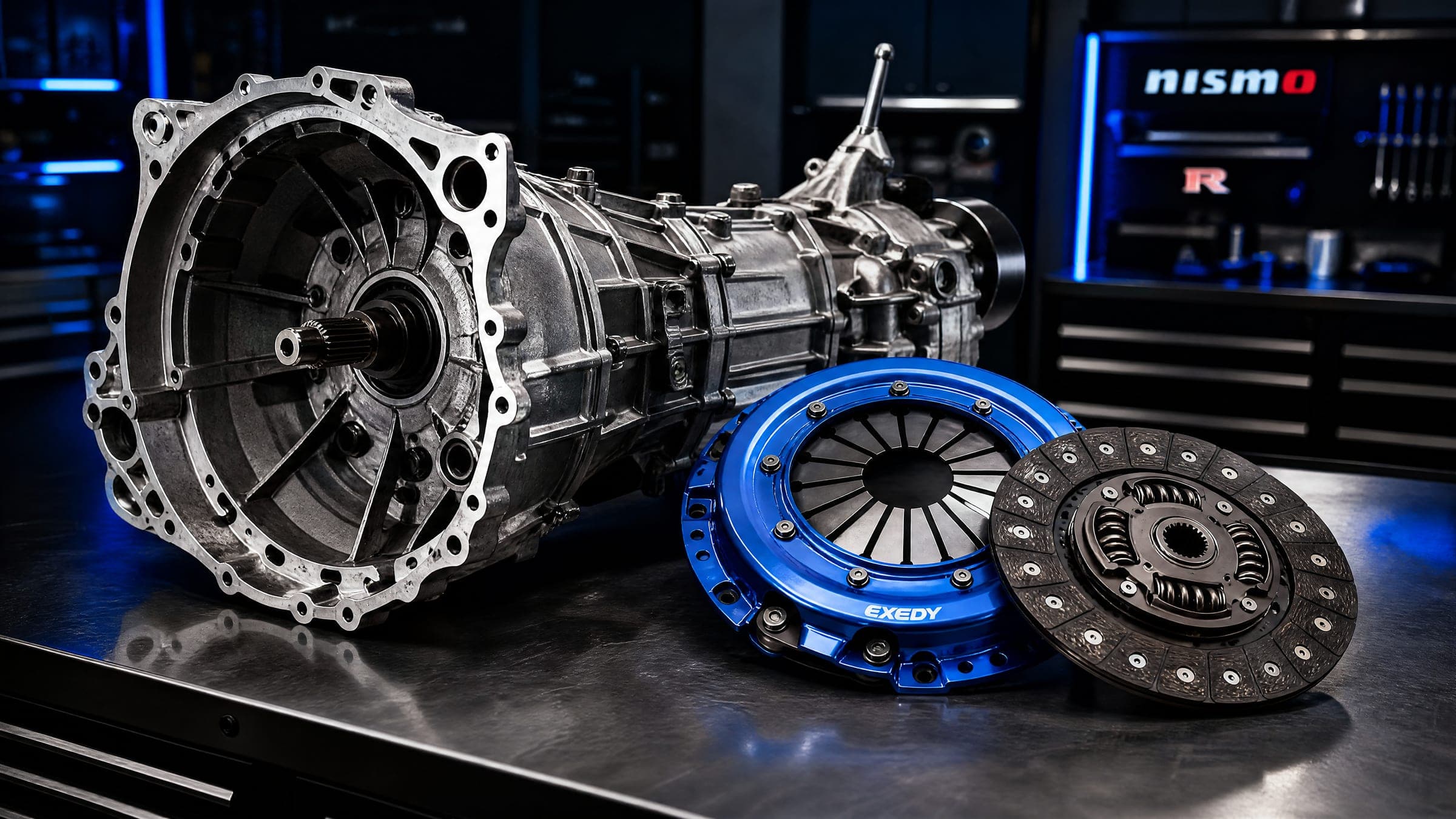 Gearbox and performance clutch kit on the bench